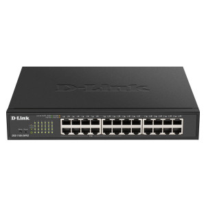 D-Link DGS-1100-24PV2 24-Port Managed Gigabit Ethernet PoE+ Switch, fanless, desktop or rackmount